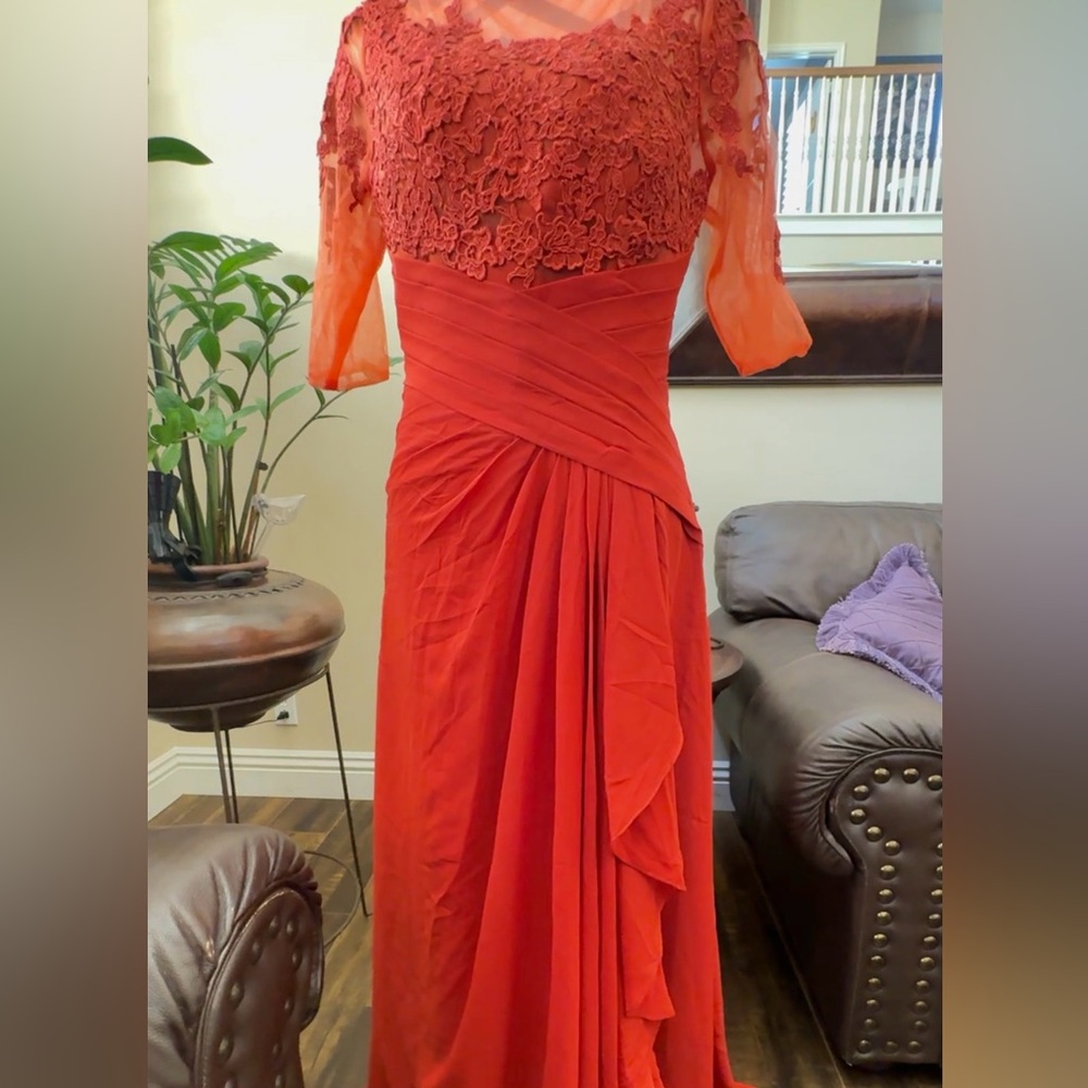 Red Long Wedding Dress Size: 10